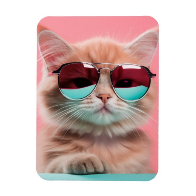 Chat Portant des lunettes de soleil Avion Magnet (Vertical)