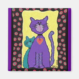 Chat pourpre et Kitty - aimant