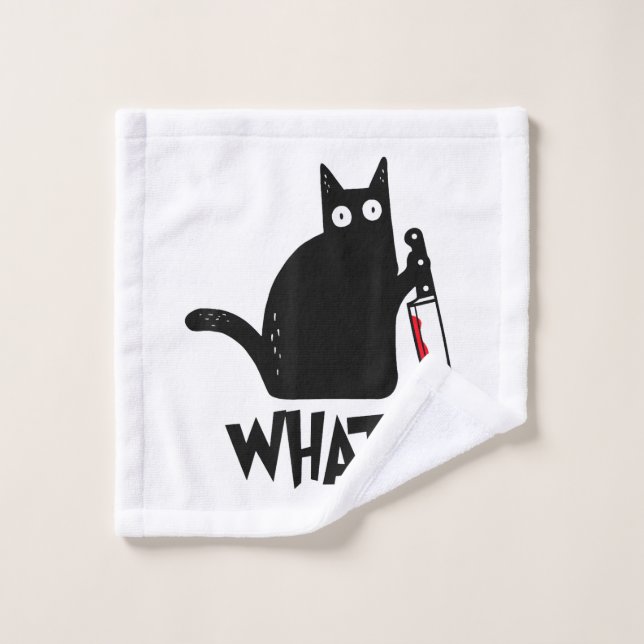 Chat Qu'est-ce que_ Drôle Chat Noir  (Gant de toilette)