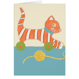 Chat rayé de jouet avec la boule de la ficelle