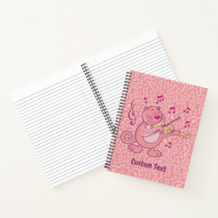 Chat rose avec Carnet violon