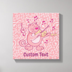 Chat rose avec impression sur toile de violon