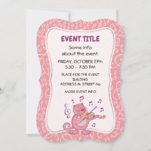 Chat rose avec invitation violon