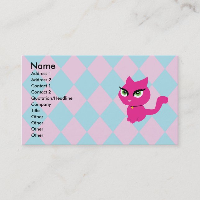 Chat rose Kitty Cartes de visite (Devant)