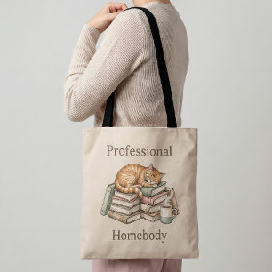 Chat roux casanier professionnel livres sac cabas 