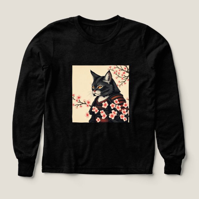 Chat Samurai Parmi Les Fleurs De Cerisiers (Motif recto)