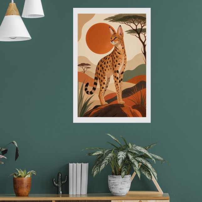 Chat Savannah sur impression d'art mural boho Rock (Salon 1)