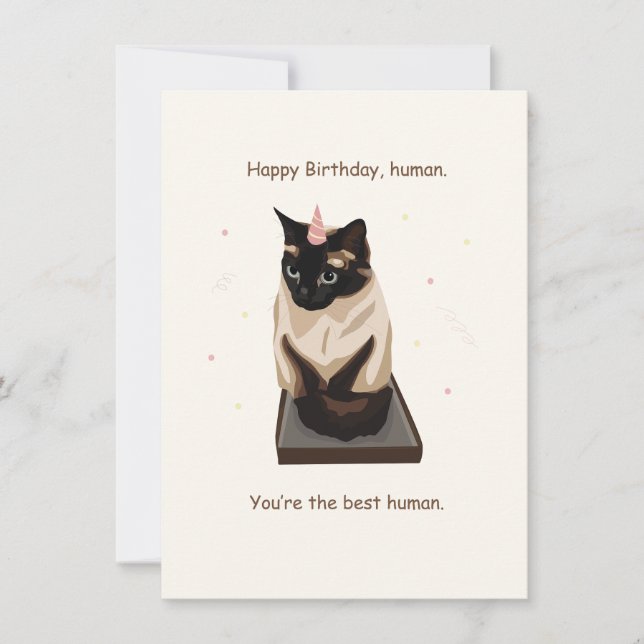 Chat siamois amusant Bonne Carte d'Anniversaire (Devant)
