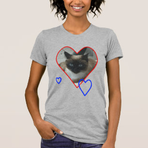 Chat siamois au coeur du T-shirt