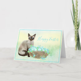 Chat Siamois Avec Oeufs Spectrés Carte Pâques