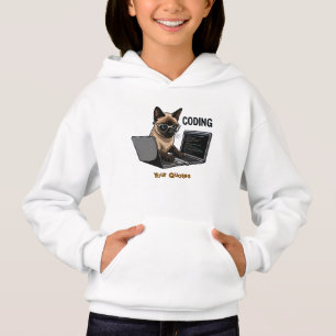 Chat siamois de dessin animé codant