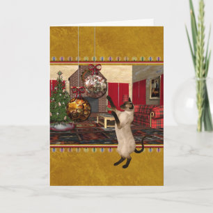 Chat siamois - Joyeux Noël - carte personnalisée