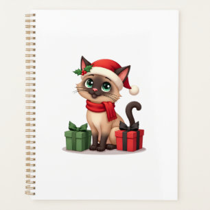 Chat siamois Noël Vacances Père Noël Chat siamois