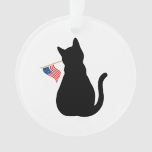 Chat Silhouette American Flag Patriotique Nom de l