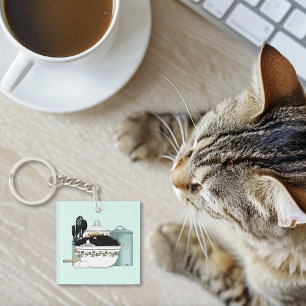 Chat smoking en smoking vintage rétro cuisine aqua