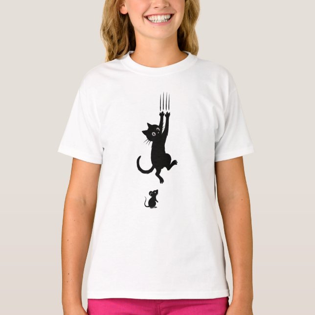 Chat & Souris Shodown - Drôle T-Shirt Cartoon (Devant)