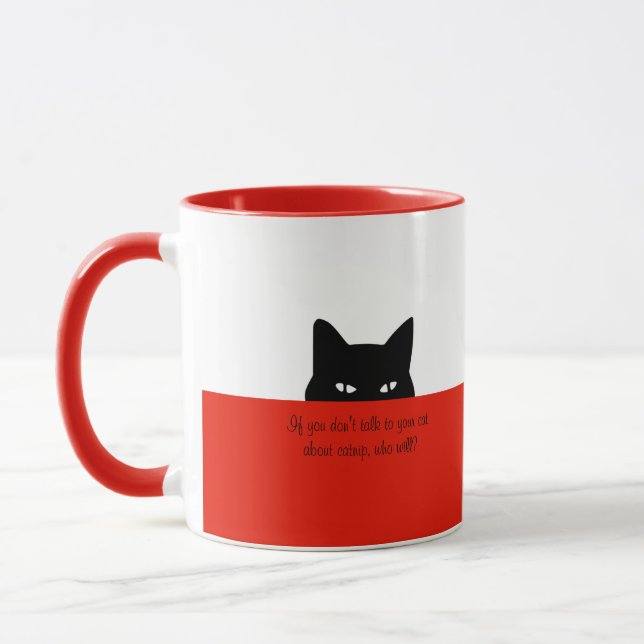 Chat Sournois Parle à ton Chat Mug Rouge (Gauche)