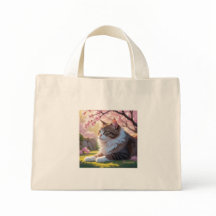 Chat sous les sacs fourre-tout de Sakura