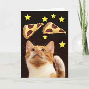 CHAT SPACE AVEC CARTES D'ANNIVERSAIRE PIZZA