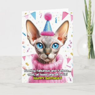 Chat Sphinx en Jumper Kntd Carte d'anniversaire