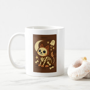 Chat squelette effrayant et mug classique fantôme,