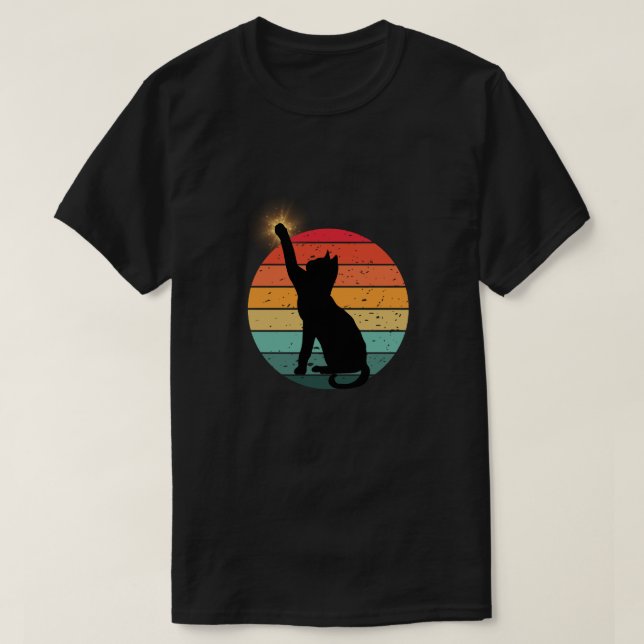 Chat Sunset Rétro Silhouette - T-shirt esthétique (Design devant)