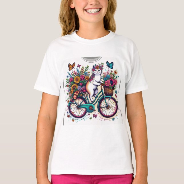 Chat sur le T-shirt design vélo (Devant)
