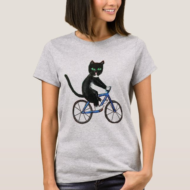 Chat sur tshirt vélo pour femmes chats à vélo (Devant)