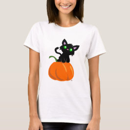 Chat sur un T-shirt Citrouille
