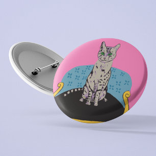 Chat sur une chaise épingle badge amoureux de les