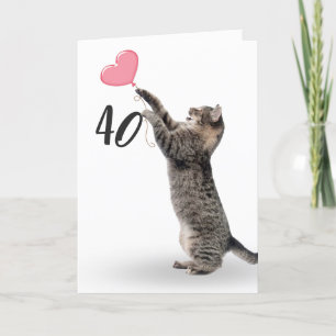 chat tabby amusant pour la carte de 40e anniversai
