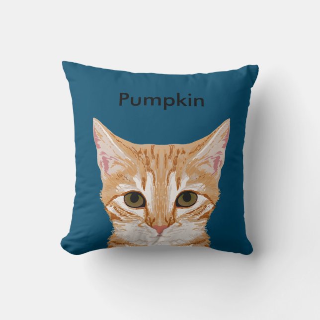 chat tabby orange personnalisable, coussin chat mi (Recto)