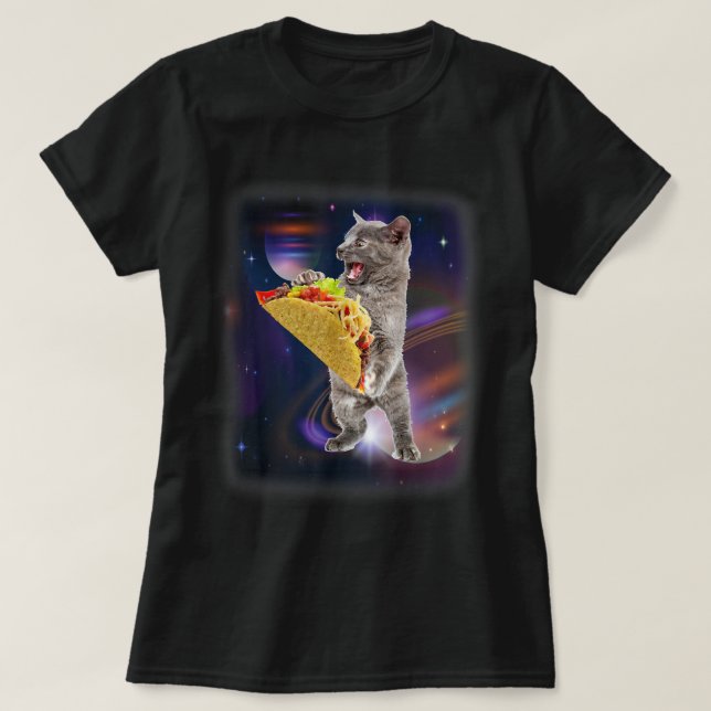 Chat Taco Dans L'Espace Drôle T-shirt Pour Chat Et (Design devant)