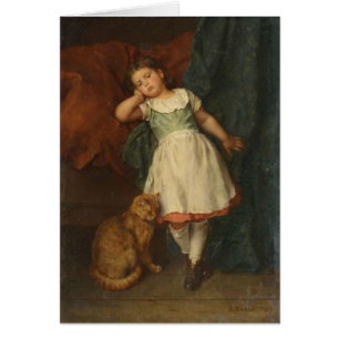 Chat tigré boudant de fille et d'or