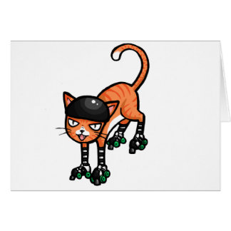 Chat tigré orange sur des rollerskates