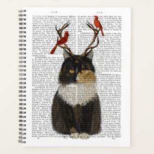 Chat Tortoiseshell avec Antlers et Red Birds