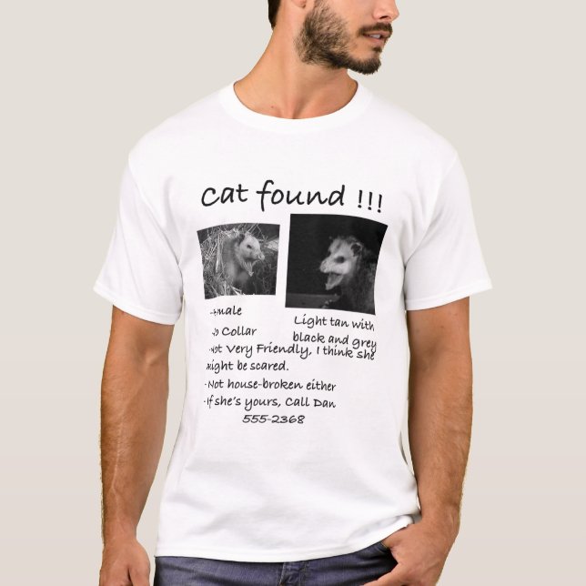 Chat trouvé ! T-shirt Opossum Possum (Devant)