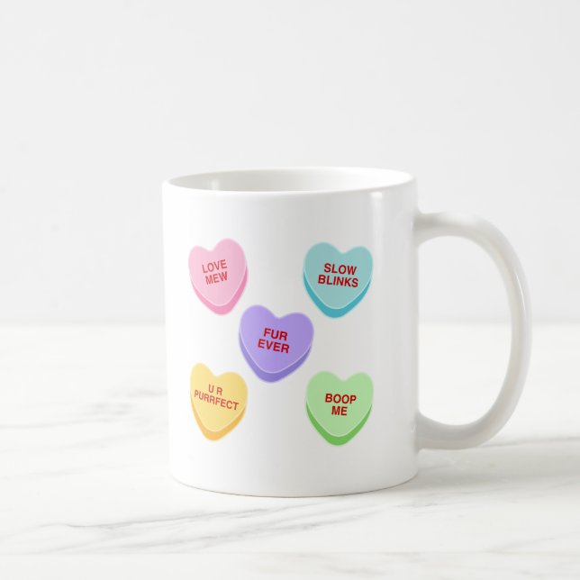 Chat Valentine Candy Coeurs Mug (Droite)