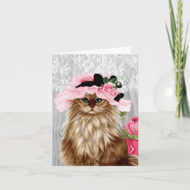 Chat victorien en carte de voeux Casquette (Devant)