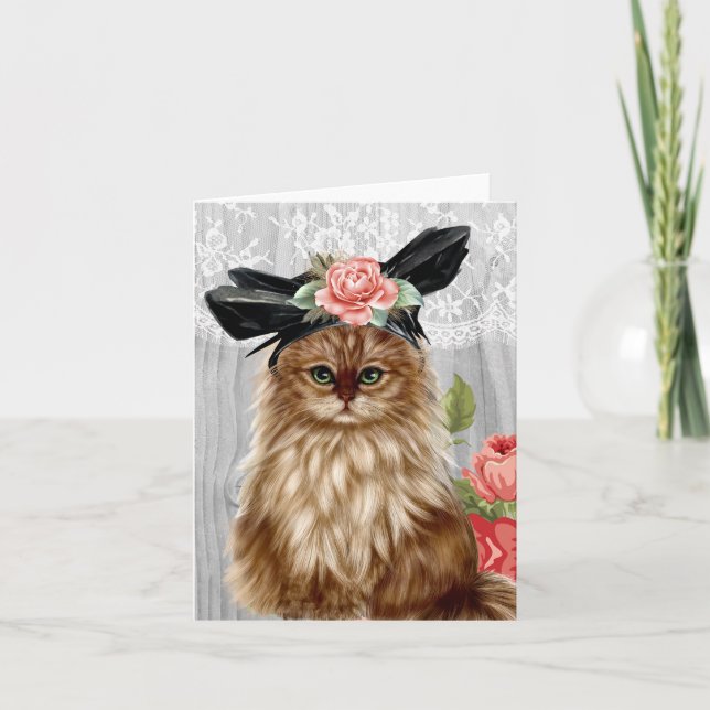 Chat victorien habillé de Carte pour notes Casquet (Devant)