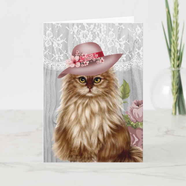 Chat victorien habillé de Carte pour notes Casquet (Devant)