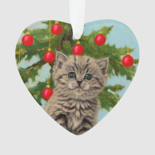 Chat vintage et sapin de Noël