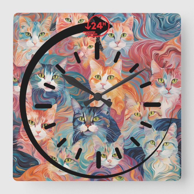 Chat Wall Clock Quadratische Wanduhr (Vorderseite)