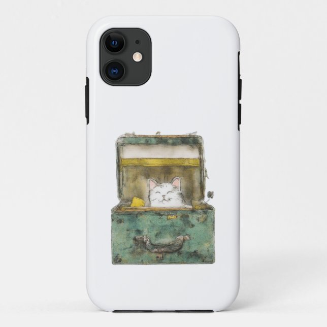 Chat Whimsical en Suitcase Coque mobile (Dos)
