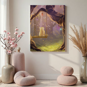 Chat Whimsical sur une toile à ailes Imprimer