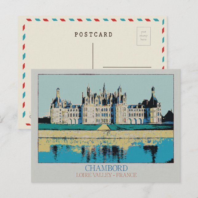 Château Chambord im Loire-Tal, Frankreich Postkarte (Vorne/Hinten)