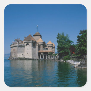 Chateau Chillon, Genfersee, Kanton Vaud, Quadratischer Aufkleber