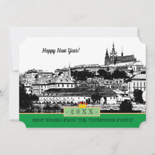 Château de Prague et Bonne Année! Carte /Praha