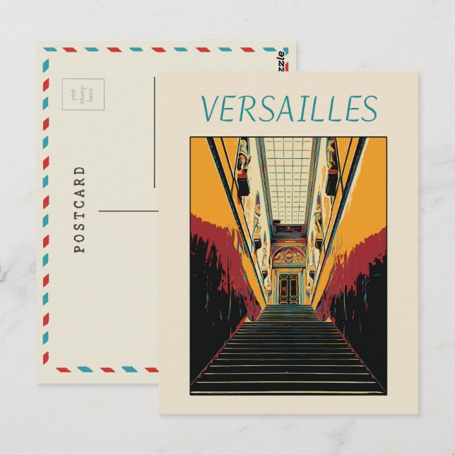 Château de Versailles illustration France Carte po (Devant / Derrière)