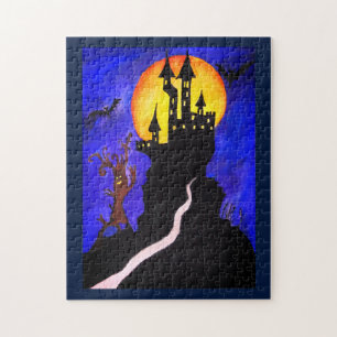 Château d'Halloween Arbre Puzzle Photo avec boîte